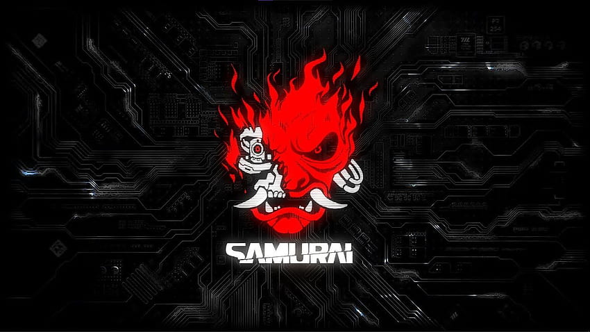 Mesin Samurai Cyberpunk 2077, Logo Cyberpunk 2077 Wallpaper HD