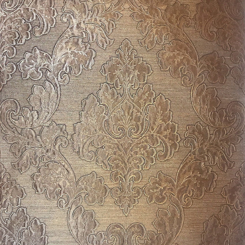 ตร.ฟุต Rolls Italian Portofino wallcovering Modern Unique Embossed Vinyl Rusted Bronze Copper Metallic Vintage Retro Victorian Large Damask Pattern Faux Metal Textured Wall closeds 3D- ซื้อออนไลน์ในอินเดีย วอลล์เปเปอร์โทรศัพท์ HD