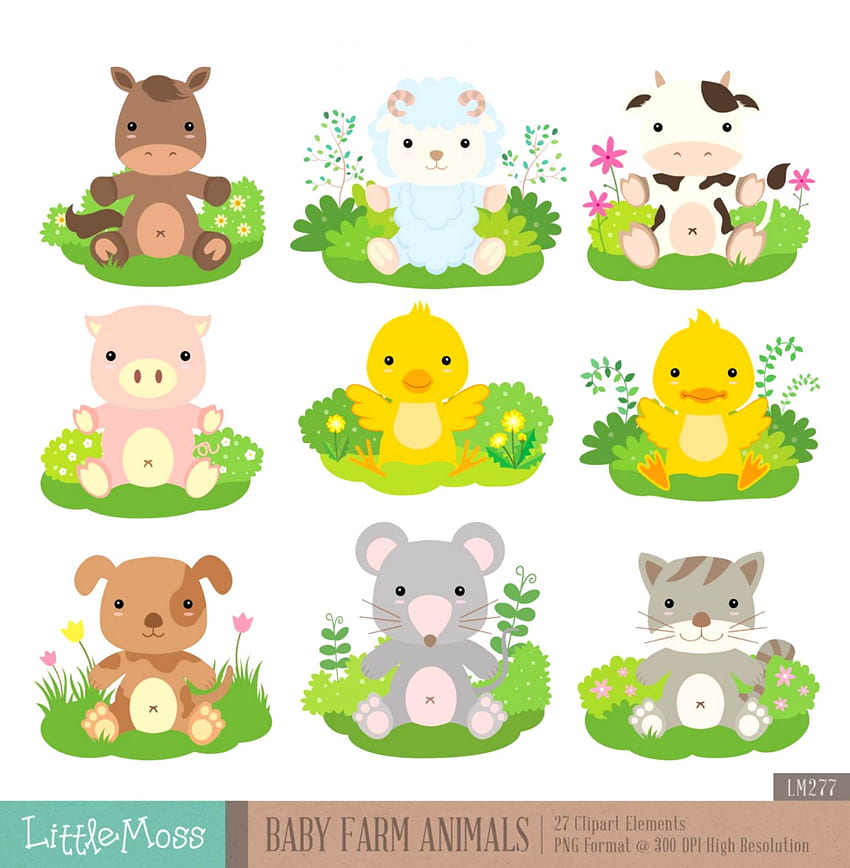 Baby Farm Animal Clipart, Cute Baby Animal Farm HD phone wallpaper