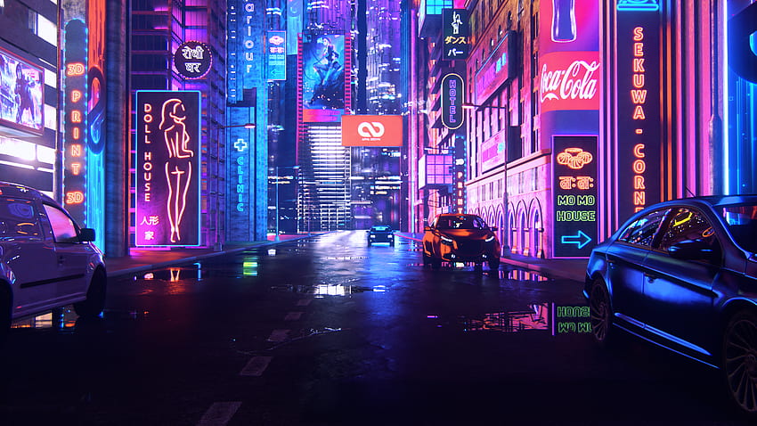 KATMANDU 2049 AD - boş neon sokak. Обои для мобильных телефонов, Обои, Неон, 80'ler Neon Yolu HD duvar kağıdı