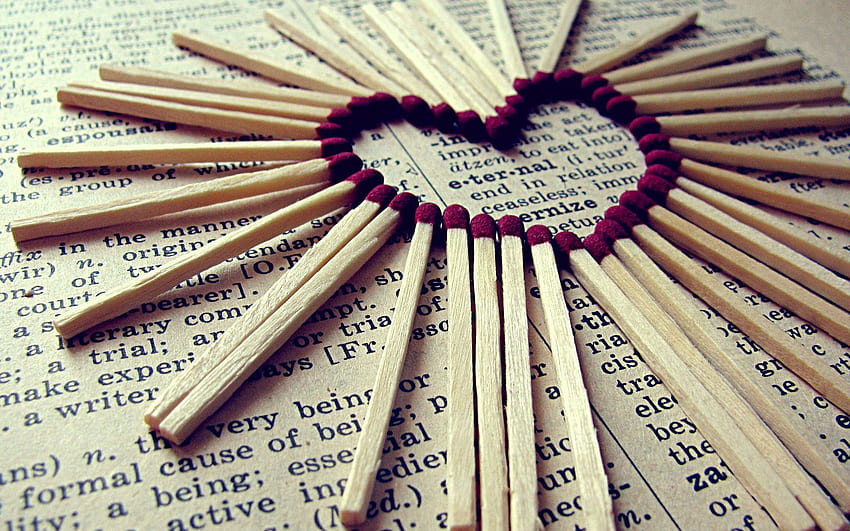 Love, Heart, Paper, Letters, Matches HD wallpaper