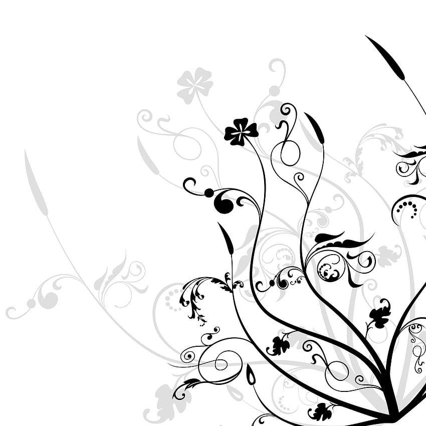 Desenhos de flores em preto e branco, clip art, clip art na biblioteca de clipart, floral branco simples Papel de parede de celular HD