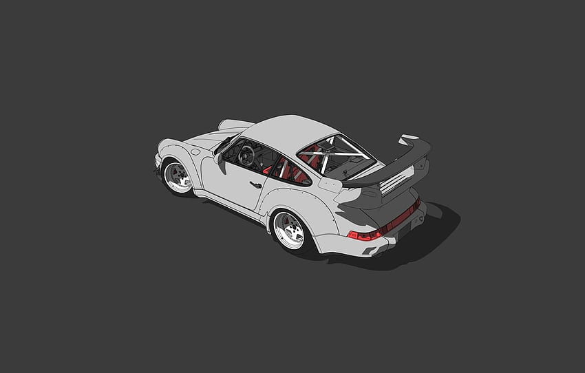 Coche minimalista, arte Porsche fondo de pantalla