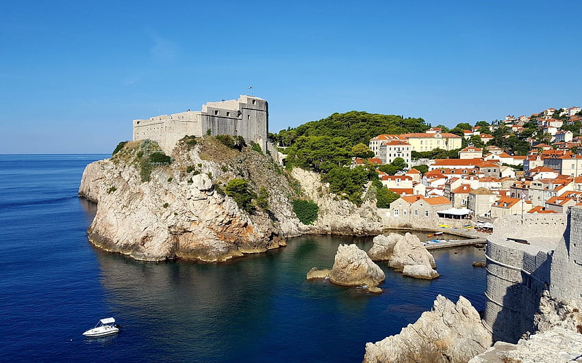 Coast of Dubrovnik, Croatia, sea, coast, town, rocks, Croatia HD wallpaper