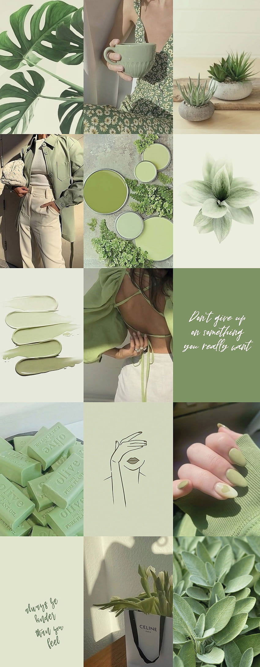 100 бр. Sage Green Wall Collage Kit 2 Boho Aesthetic Soft. Etsy Великобритания. Ментово зелен iphone, iPhone зелен, Ментово зелен, градински зелен колаж HD тапет за телефон