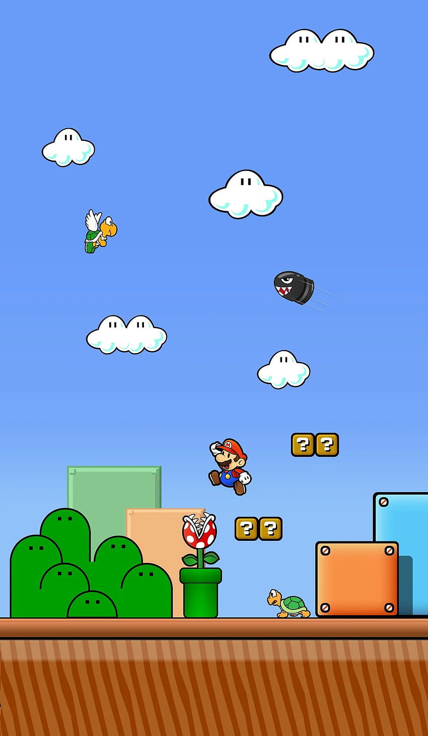 El mundo de Super Mario . IPhone, teléfono de Mario Bros. fondo de pantalla del teléfono