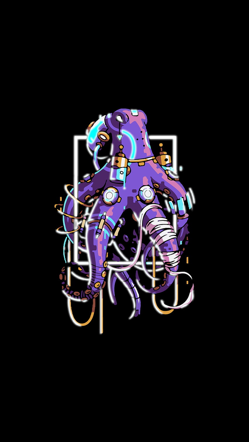 Noir - Cyber ​​Octopus. HeroScreen. Noir , Noir , Art de la pieuvre Fond d'écran de téléphone HD