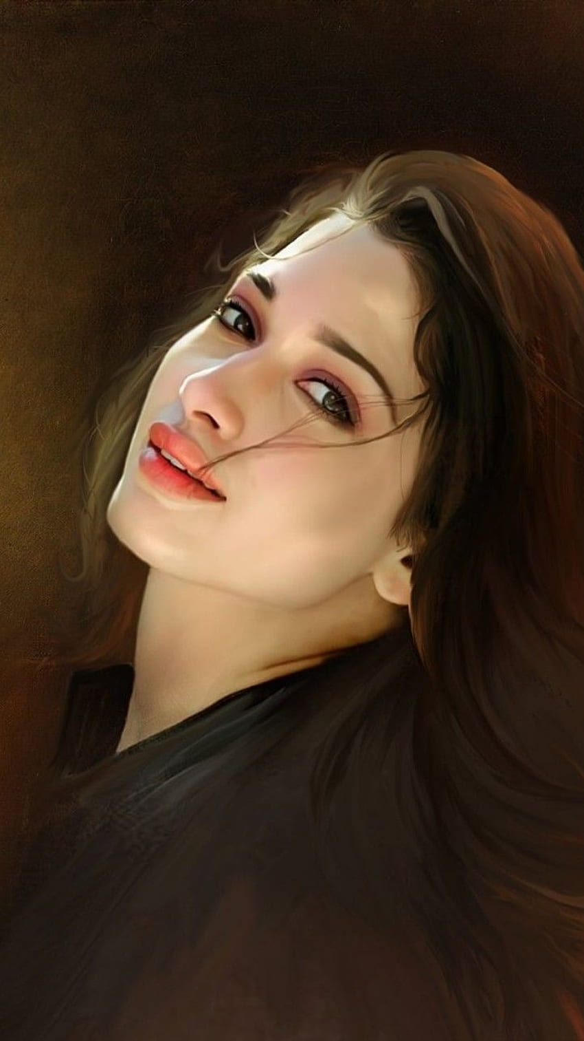Tamanna Bhatia, pintura digital fondo de pantalla del teléfono