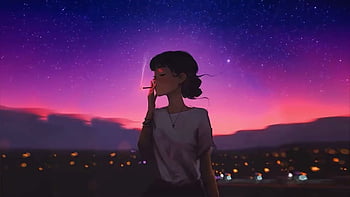 Anime Lo-Fi Girl Studying Chill Vibe 4K wallpaper