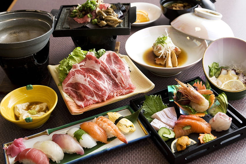 cibo, giapponese, sushi, pasto Sfondo HD