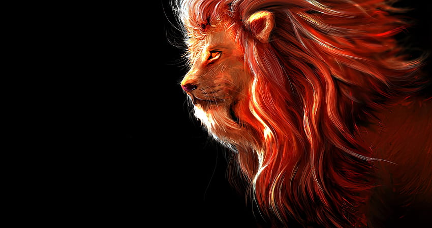 Lion, fur, muzzle, art HD wallpaper