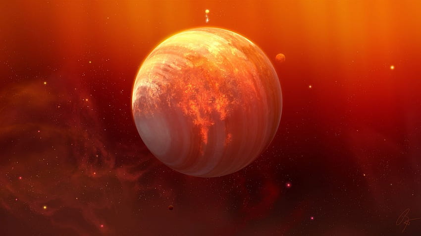 Weltraumplaneten orange joejesus josef barton HD-Hintergrundbild
