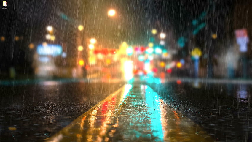 Дъжд по пътя - градовете живеят [ ], Rainy City Street HD тапет