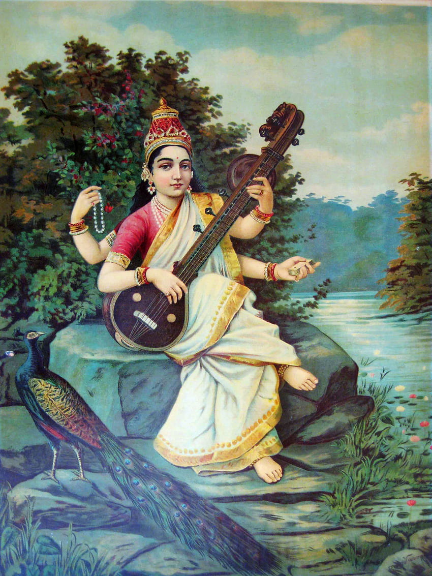 Saraswati, Raja Ravi Varma HD-Handy-Hintergrundbild
