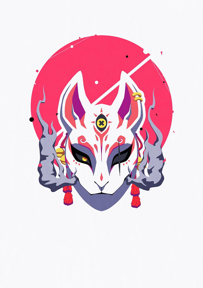 Máscara Kitsune Anime Girl, Demon Slayer Fox Mascarilla fondo de pantalla del teléfono