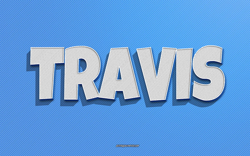 Travis, blue lines background, with names, Travis name, male names, Travis greeting card, line art, with Travis name HD wallpaper