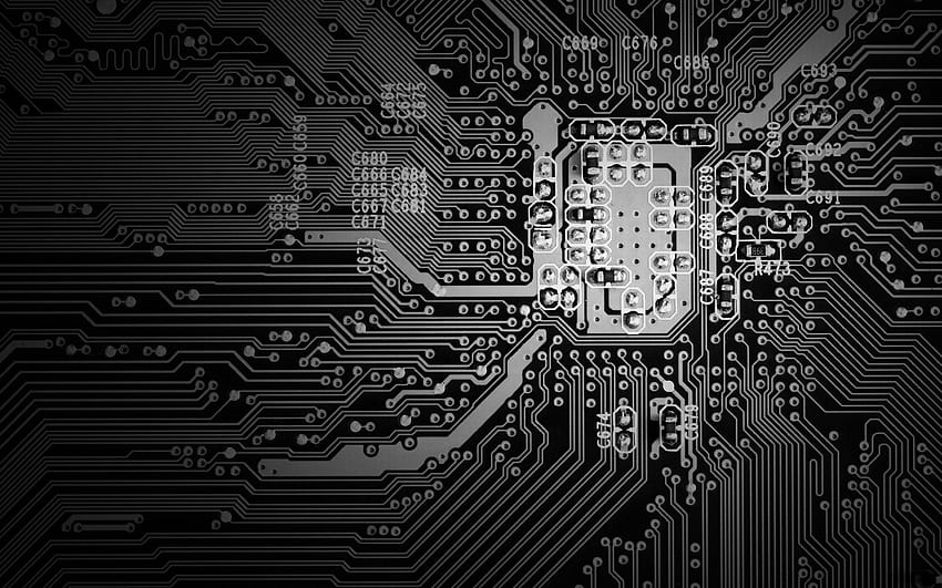 Printed circuit board texture, PCB, electronic component, black circuit board, motherboard texture, technology concepts, electronics for with resolution . High Quality HD wallpaper