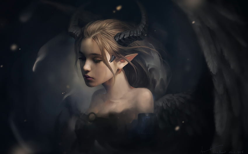 Art, Fantasy, Elf, Horns HD wallpaper