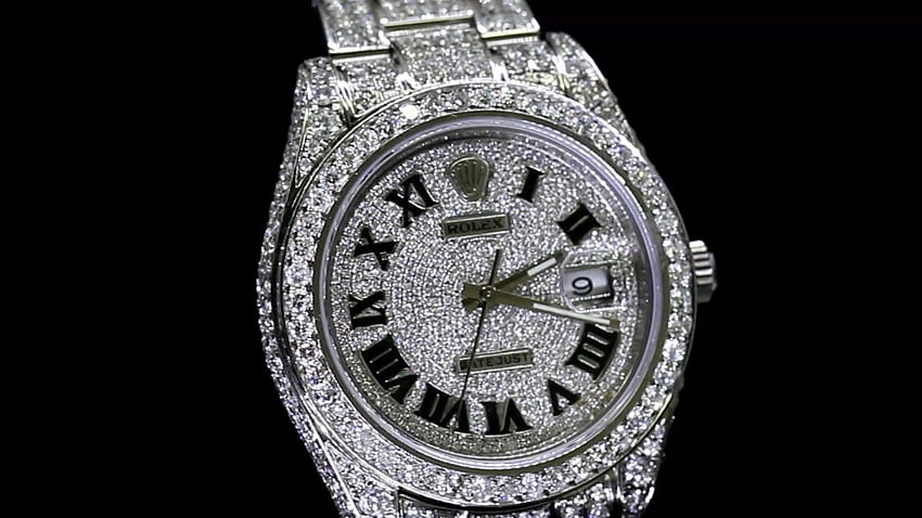 Rolex All Diamond Uhr, Rolex President Damen 18 Karat Gelbgold, Rolex Iced Out HD-Hintergrundbild