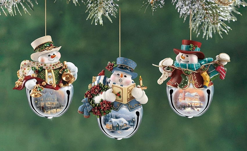 Liburan, Tahun Baru, Manusia Salju, Natal, Liburan, Close-Up, Cabang, Dekorasi Natal, Mainan Pohon Natal Wallpaper HD