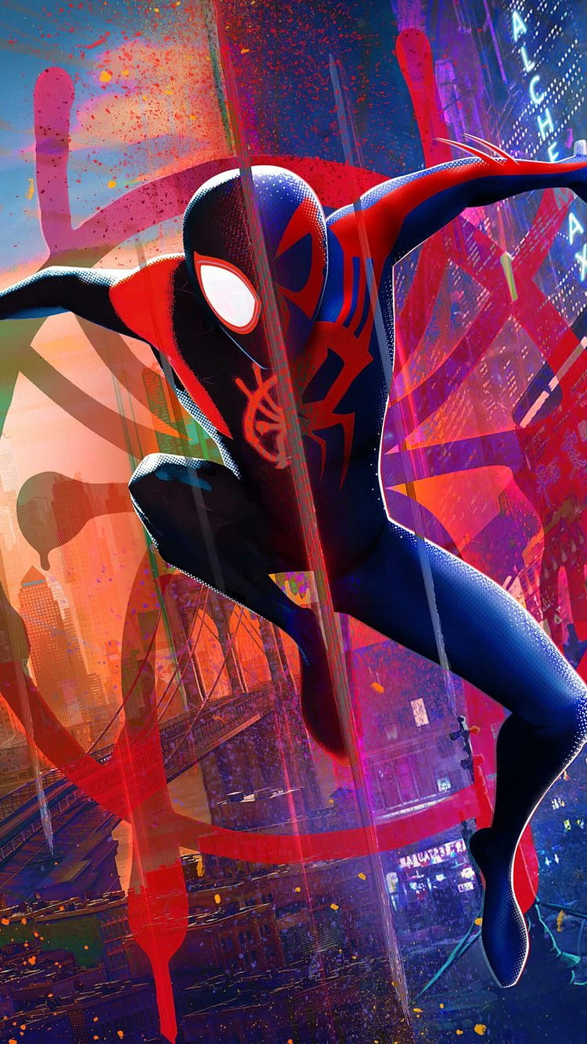 Miles/Spidy 2099, red, marvel, blue, comics, superhero, spiderman HD phone wallpaper