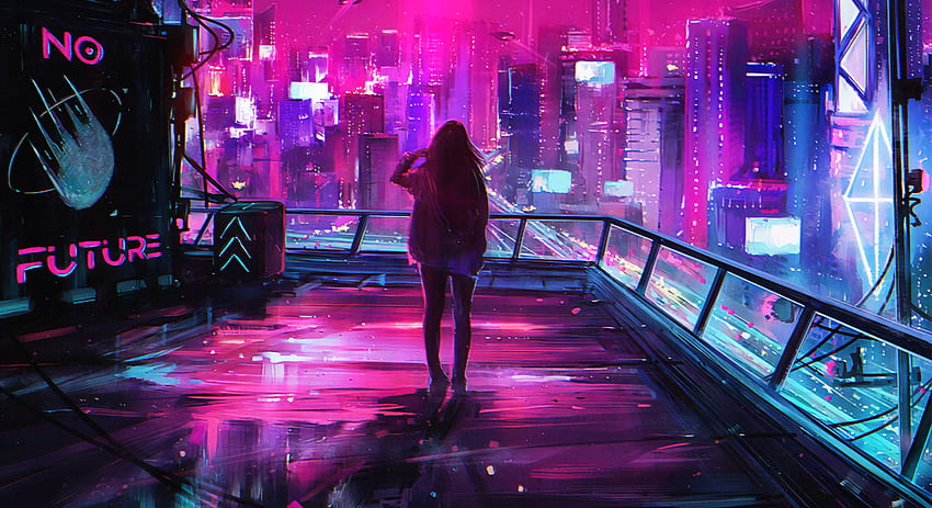 Cyberpunk City Sci Fi No Future Girls Live [ ], Cyberpunk futurista fondo de pantalla