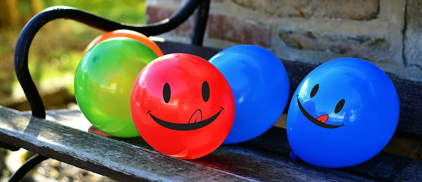 Luftballons, Verschiedenes, Verschiedenes, Mehrfarbig, Bunt, Lächeln, Emoticon, Smiley, Luftballons HD-Hintergrundbild