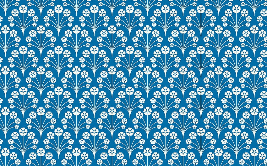 Texture, blue, white, flower, paper, pattern HD wallpaper
