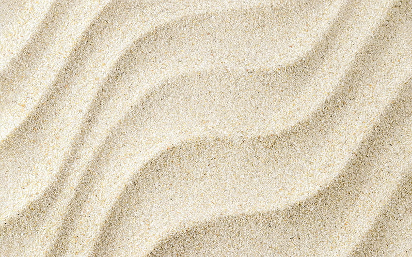 текстура на пясък, вълни в пясъка, плаж, бял пясък HD тапет