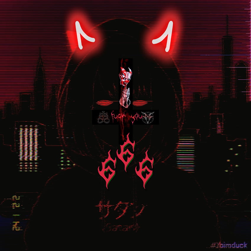 Szatańskie anime, 666, mroczne, dziewczyna, fonk Tapeta na telefon HD