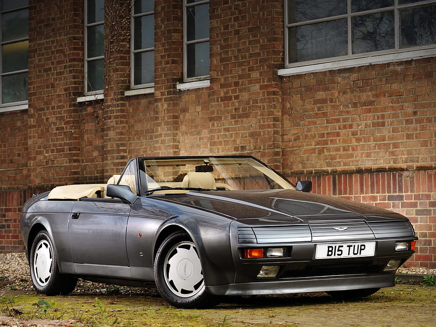 Aston Martin, Autos, Gebäude, Grau, Seitenansicht, Stil, V8, Volante, 1988 HD-Hintergrundbild