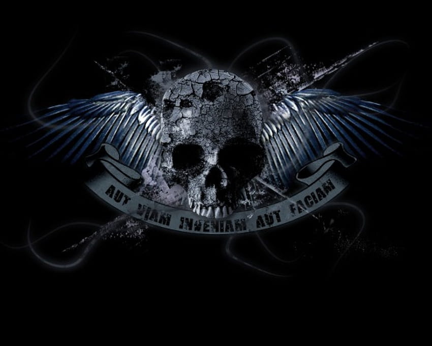 Dark Metallic Skull Rocker Engel, metallic, Totenkopf HD-Hintergrundbild