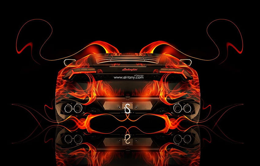 Lamborghini, Fire, Orange, Orange, Flame, Fire, Abstract, Flame, Abstract, Black, Lamborghini, el Tony Cars, Tony Kokhan, Huracan, Huracan for , section lamborghini, Bugatti Fire papel de parede HD