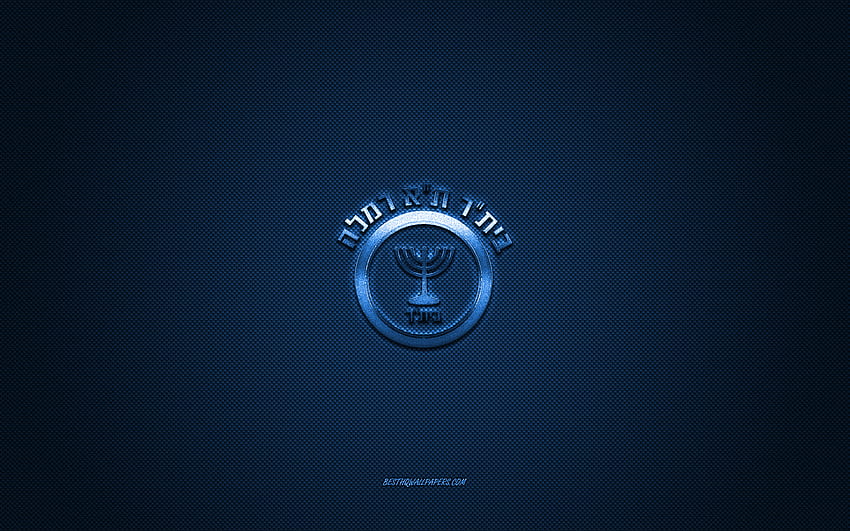Бейтар Тел Авив Бат Ям ФК, Израелски футболен клуб, Лига Леумит, синьо лого, син фон от въглеродни влакна, футбол, Тел Авив, Израел, Бейтар Тел Авив Бат Ям ФК лого HD тапет