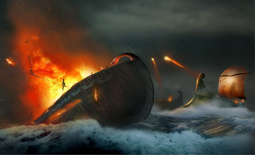 Longboat Sea Battle - Age Of Conan HD wallpaper
