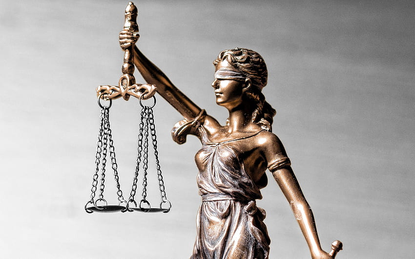 Themis, Statuette der Gerechtigkeit, Gericht, Rechtsanwälte, Statuette der Themis, Gesetz, Waage der Gerechtigkeit für mit Auflösung. Gute Qualität HD-Hintergrundbild