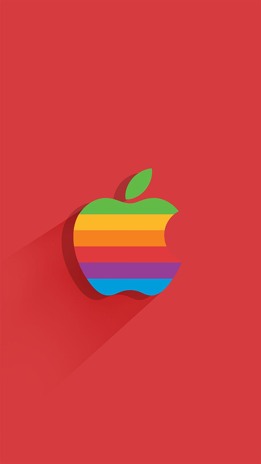 Червено лого на ябълка, лого на дъга на ябълка HD тапет за телефон
