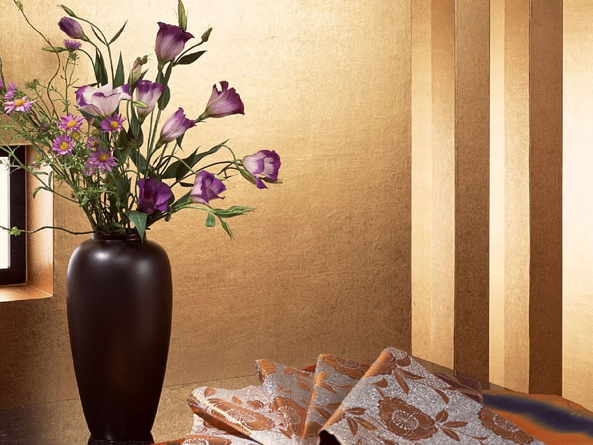 still life, art , table, brown, ceramic, vase, flowers, nice HD wallpaper