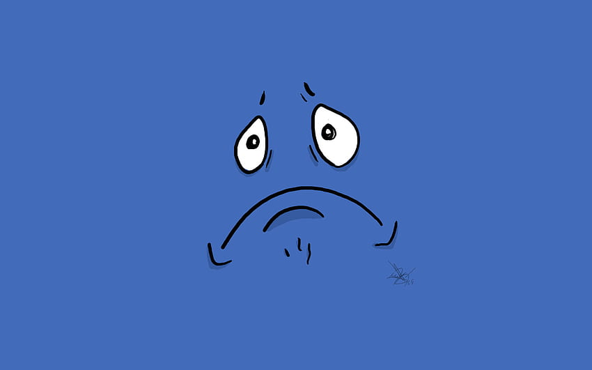 Trauriges Emoji, blaues trauriges Emoji HD-Hintergrundbild