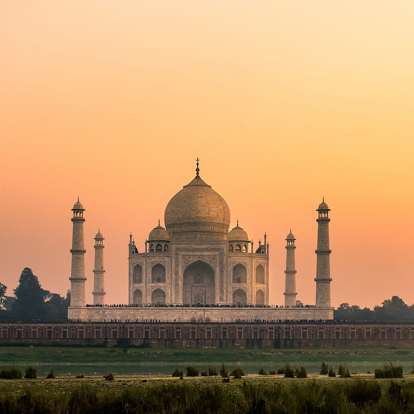Taj Mahal , Inde, Coucher de soleil, Ciel orange, Merveilles du monde, Monde, Taj Mahal Sunset Fond d'écran de téléphone HD