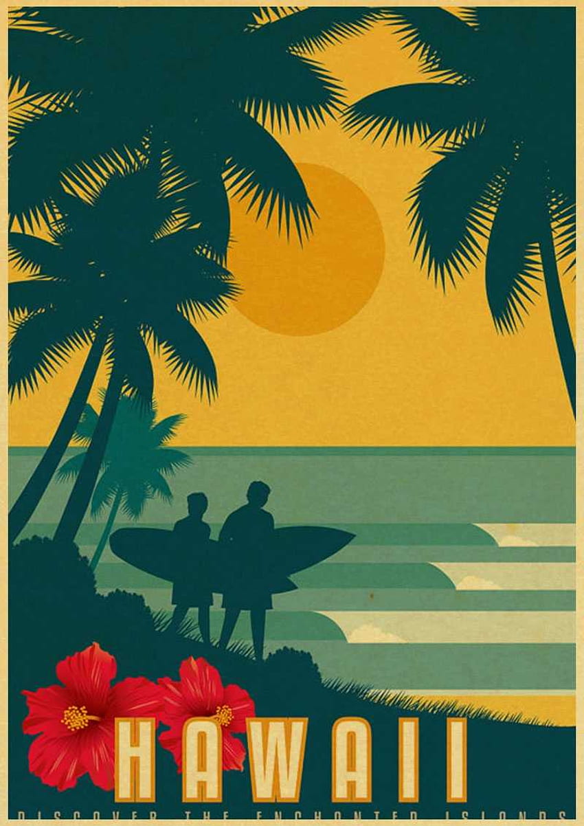 USA CITY Vintage poster Hawaii NaPali tasarım krafts kağıt retro posterler duvar çıkartmaları duvar tablosu cafe bar pub dekor. dekorasyon tasarımı. vintage posterretro poster, eski okul posteri HD telefon duvar kağıdı
