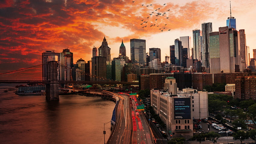 Sunset over Manhattan Ultra, 4480x2520 HD wallpaper