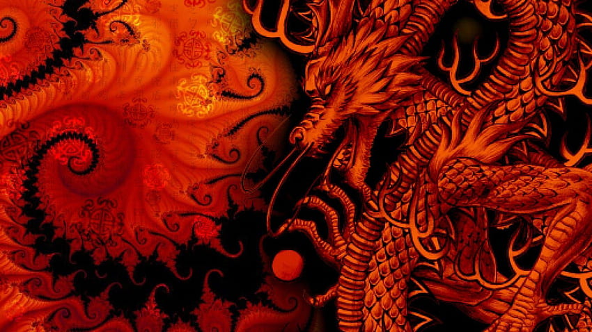 Японски дракон, компютър Червен дракон HD тапет