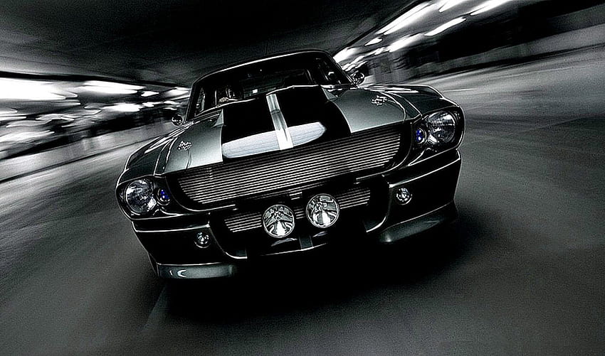 Klassischer Ford Mustang, klassischer schwarzer Mustang HD-Hintergrundbild