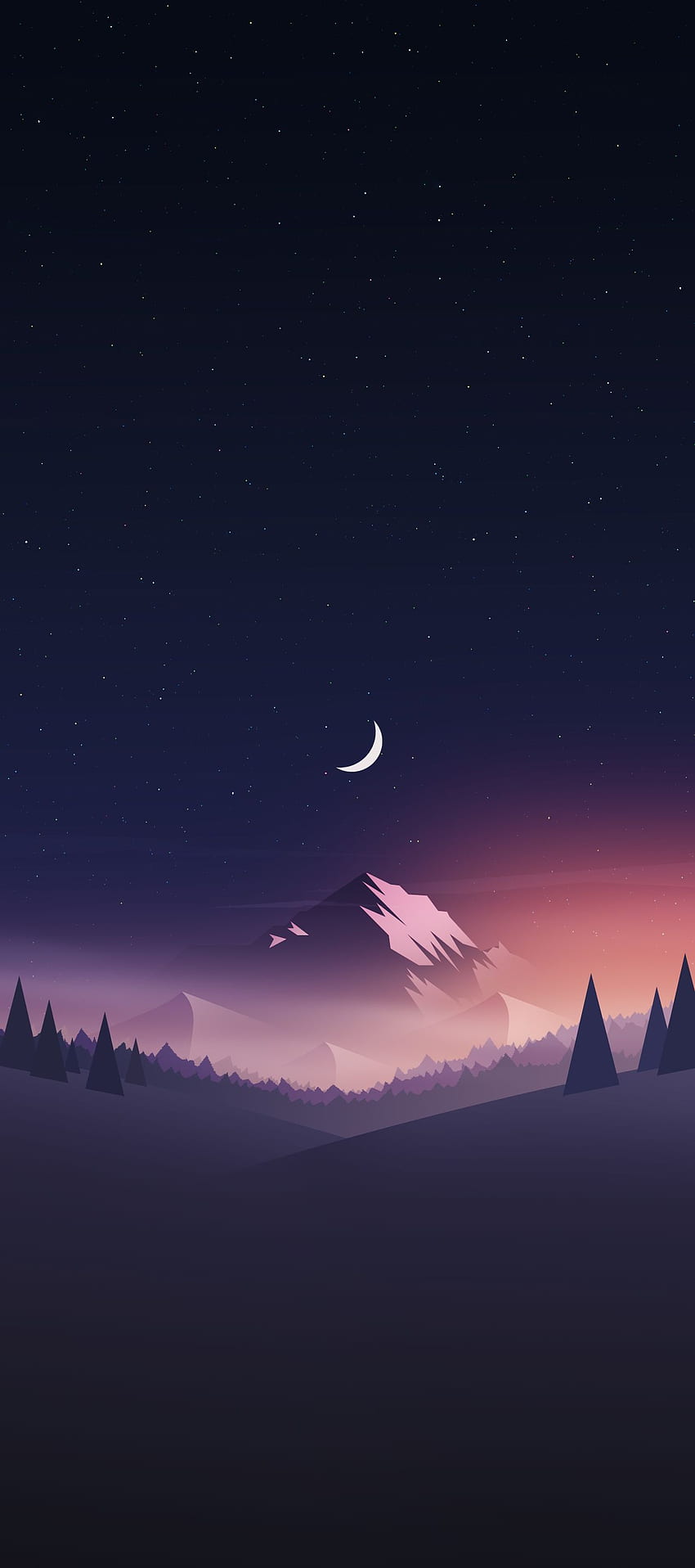 Mountain and valley landscape iPhone, Night Mountain HD phone wallpaper