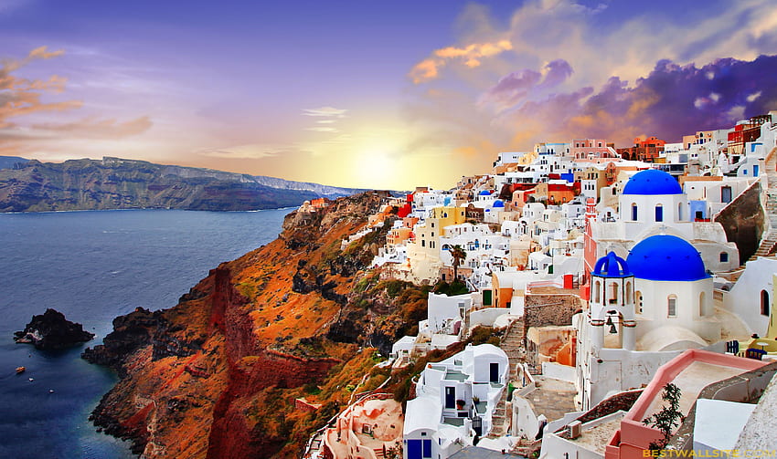 Yunanistan, Santorini Yunan Adası HD duvar kağıdı
