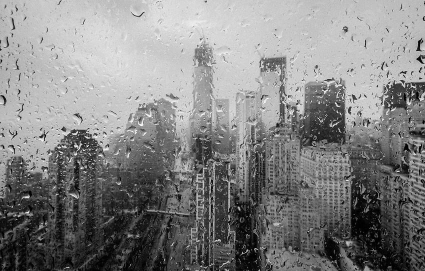 vetro, gocce, macro, pioggia, nuvoloso, edificio, disastro, grattacieli, la sera, uragano, notte, New York, nuvole, sera, New York, sabbioso per , sezione город, Rainy New York Sfondo HD