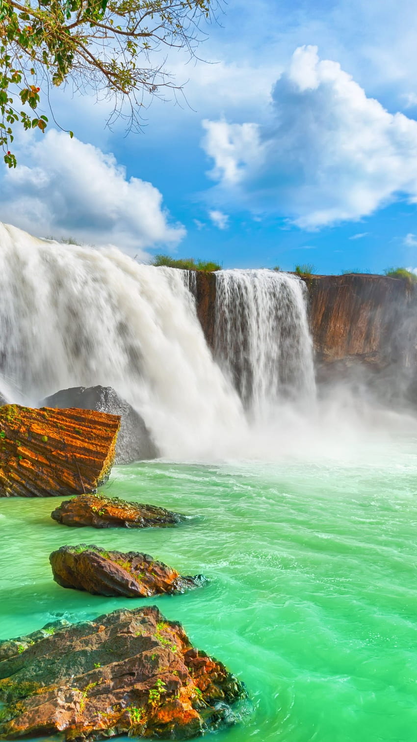 waterfall, , , Beautiful Dry Nur, Vietnam Apple iPhone Plus HD phone wallpaper