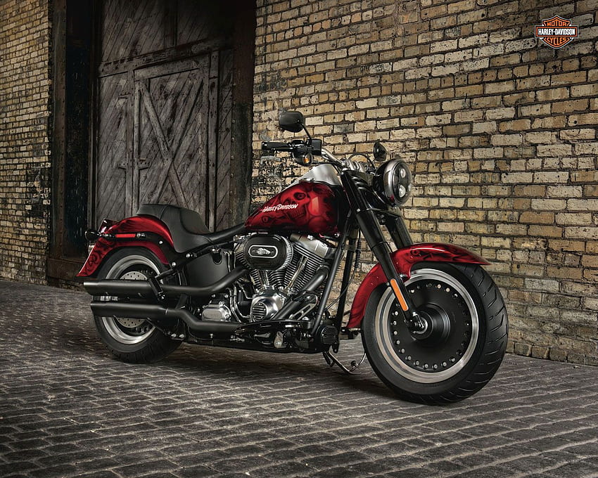 Harley Davidson Fat Boy And Background, Harley Softail HD wallpaper