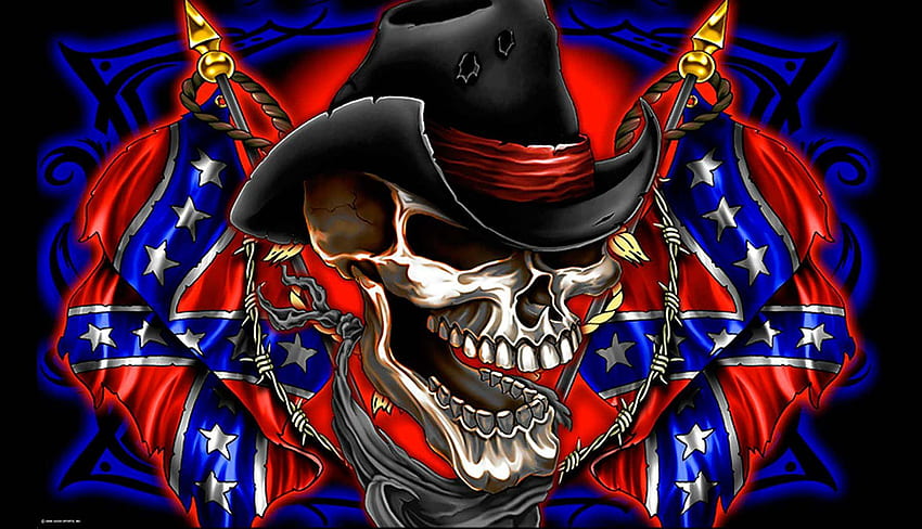 Flaga KONFEDERATU usa ameryka stany zjednoczone csa wojna domowa buntownik dixie wojskowy plakat czaszka. Tapeta HD